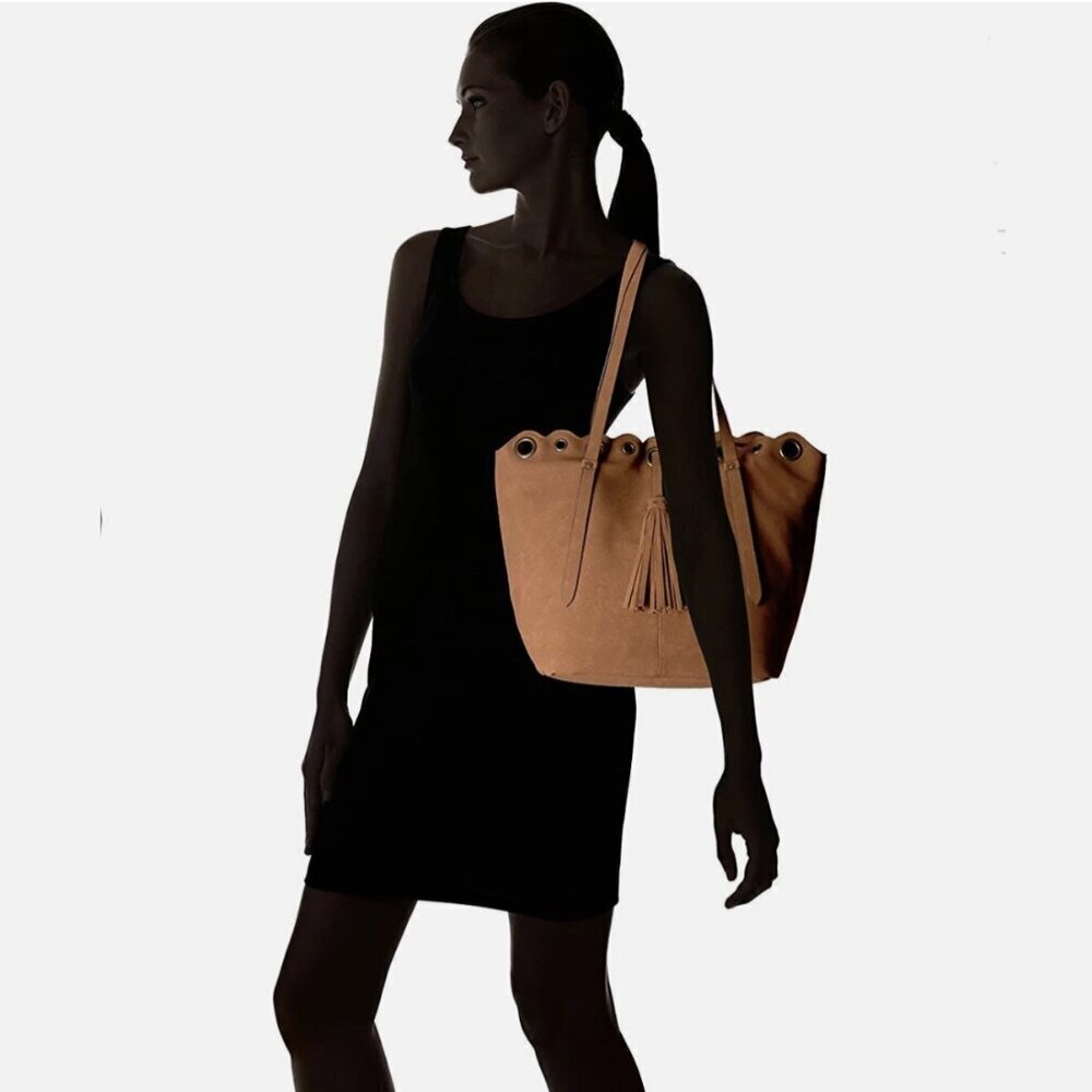 NWT T-Shirt & Jeans Tote with Grommets and Tassel Vegan Suede Shoulder Bag NEW - Picture 16 of 16